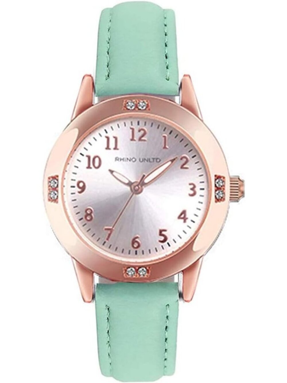 Women's Green Leather Band Movement Waterproof Classic Analog Wrist Watches
